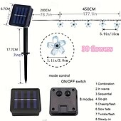 tanie Słoneczne światła sznurka-1 szt. lampki solarne na kwiaty, gałązka wiśni na zewnątrz 6,5 m/21 stóp 30 lampek LED, wodoszczelne IP65 do ogrodzenia ogrodowego, patio, dekoracji na imprezę, dekoracji na Boże Narodzenie i