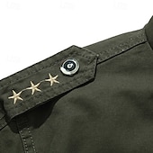 billiga Cargo Jackor-Herr Bomberjacka Vardaglig jacka Dagligen Semester Andningsfunktion Ficka Vår &amp; Höst Slät Mode Klassisk Kavajslag Normal Svart Kaki Armégrön Jacka
