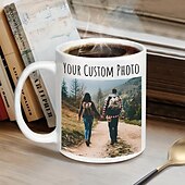 levne Svatební dar-Personalizovaný hrnek na kávu vlastní obrázek text nebo logo keramický hrnek - vlastní svatební dárek pro pár přizpůsobitelný 11 oz čajový hrnek bílý - černý