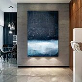preiswerte Pop-Ölgemälde-großes handgemaltes 3D-Ölgemälde auf blauer Leinwand, handgefertigtes abstraktes Gemälde, handgefertigtes Wandkunstgemälde, leichtes Luxus-Ölgemälde für Wohnzimmer, Schlafzimmer, Wanddekoration