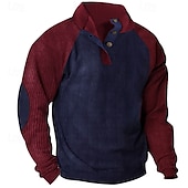 abordables Sudaderas Básicas_-Hombre Sudadera Sudadera con un cuarto de cremallera Albaricoque Negro Vino Verde Ejército Rojo Media cremallera Bloque de color Deporte Diario Festivos Pana Ropa de calle Básico Casual Primavera