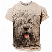  Men's Dog Funny T Shirt Short Sleeve T shirt 3D Print Crew Neck Shirt Retro Vintage Casual Street Casual Bar Light Blue White Khaki Spring & Summer Clothing Apparel S M L XL XXL XXXL