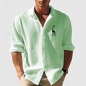 economico camicia da uomo con bottoni-Per uomo Camicia a nido d&#039;ape Camicia Estiva Camicia casual Camicia a maglia a nido d&#039;ape Bianco Verde chiaro Rosa Grigio scuro Albicocca Manica Lunga Testurizzato Moda Collo ripiegato Vacanza Ferie