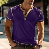 preiswerte Lässiges Henley-T-Shirt-Herren Henley Shirt T-Shirt Glatt Raglanärmel Henley Strasse Urlaub Kurze Ärmel Bekleidung Modisch Designer Basic