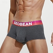 cheap Men&#039;s Boxers Underwear-Men&#039;s 1 PCS Boxers Underwear Boxer Shorts 90% Cotton Breathable Soft Comfortable Color Block Letter Mid Rise Black White