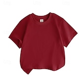 cheap Tees &amp; Shirts-Unisex Boys Girls&#039; 3D Solid Color Tee Short Sleeve Summer Spring Fashion Basic Kids 4-12 Years Crew Neck Outdoor Casual Daily Regular Fit