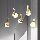 abordables Luces de isla-LED Pendant Light Warm White 15cm 1-Light Creative Luxury White Glass Shade Globe Golden Hand G4 Modern Pendant Lantern Design for Bedroom Dining Room 110-240V