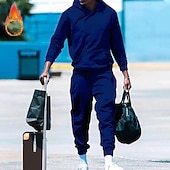 economico Tute basic-Per uomo Felpa con cappuccio Tuta Da Ginnastica Tuta da ginnastica Nero Bianco Rosso Blu Reale Arancione Con cappuccio Liscio A cordoncino 2 pezzi Tasca frontale Sportivo Giornaliero Per eventi