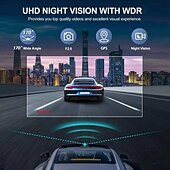 abordables DVR pour voiture-Caméra de tableau de bord IPS 3 pouces avec surveillance HD 1080p, grand angle CMOS, avec vision nocturne WiFi, capteur G, sans enregistreur de voiture