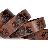 preiswerte Herren-Gürtel-Herren Gürtel Hüftgurt Schwarz Braun PU Aleación Retro Einstellbar Totenkopf Motiv Kürbis Halloween Täglich