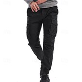 cheap Cargo Pants-Men&#039;s Cargo Pants Joggers Tactical Pants Trousers Elastic Waist Multi Pocket Elastic Cuff Plain Wearable Outdoor Daily Camping &amp; Hiking Fashion Classic Black Wine