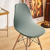abordables Funda para silla de comedor-Fundas de concha para silla de comedor, funda curvada de licra sin brazos, funda de asiento lavable, fundas elásticas para taburete, decoración del hogar y la cocina