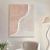 preiswerte Landschaftsgemälde-handgemachtes 3D-Ölgemälde mit rosa Welle auf Leinwand, groß, handgemalt, abstrakt, strukturiert, Palettenmesser, Boho-Ölgemälde, Wandkunst, individuelles zeitgenössisches minimalistisches Kunstwerk