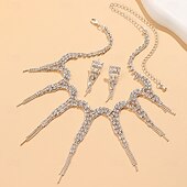 billige Smykkesett-Smykke Sett 3 stk Strass Legering Øredobber Halskjeder Dame Elegant Årgang Nydelig geometriske Geometrisk Form Smykkesett Til Bryllup Fest jubileum