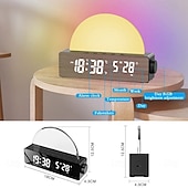 abordables Lumières intelligentes-Lumière LED intelligente réveil lumineux simulateur d&#039;aube lampe soleil de chevet lumière nocturne multicolore avec chargeur USB