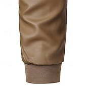 preiswerte Kunstlederjacke-Herren Lederjacke Freizeitjacke Motorrad Jacke Täglich Urlaub Windundurchlässig warm halten Tasche Herbst Winter Glatt Modisch Klassisch Ständer Standard Kunstleder Schwarz Braun Jacken