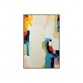 cheap Abstract Paintings-Handmade Oil Painting Canvas Wall Art Decoration Abstract Color Block for Home Decor Rolled Frameless Unstretched Painting