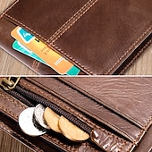 billiga Plånböcker-herr vintage brunt rfid-blockerande dubbelsidig plånbok i äkta läder med flera kortplatser - klassisk slimmad design
