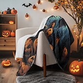baratos Cobertores &amp; Mantas-cobertor com tema de halloween com personagens e abóboras aconchegante e assustador