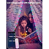 abordables Lumières intelligentes-Guirlande lumineuse LED RVB à intensité variable pour réception de mariage élégante avec contrôle par application, étanche pour une utilisation en extérieur, parfaite pour la décoration de festival,