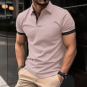 cheap Men&#039;s Classic Polo-Men&#039;s Polo Shirt Golf Shirt Casual Holiday Lapel Classic Short Sleeve Fashion Basic Plain Button Summer Regular Fit Black Pink Wine Navy Blue Blue Orange Polo Shirt