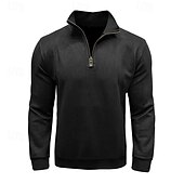 cheap Basic Sweatshirts-Men's Sweatshirt Quarter Zip Sweatshirt Black Army Green Royal Blue Brown Khaki Half Zip Plain Half Zip Sports &amp; Outdoor Daily Holiday Polyester Streetwear Basic Casual Fall &amp; Winter Clothing Apparel