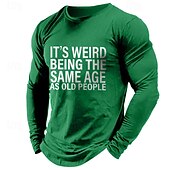 baratos Camiseta gráfica masculina-Com letras estampadas Engraçado Preto Verde Azul Escuro Camiseta Homens Gráfico 100% Algodão Camisa Esportes Clássico Camisa Manga Longa Camiseta confortável Verão Outono Roupas de estilistas S M L