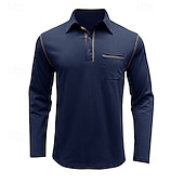 preiswerte Klassisches Poloshirt für Herren-Herren Golfhemd Golfpolo Arbeit Casual Kargen Langarm Basic Modern Farbblock Patchwork Taste Frühling &amp; Herbst Regular Fit Wein Schwarz Armeegrün Königliches Blau Dunkelgrau Braun Golfhemd