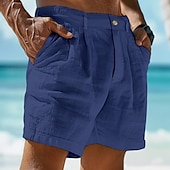 billiga Semester-Herr Shorts Linne Shorts Klänning Shorts Sommarshorts Beach Shorts Ficka Knappar Slät Komfort Andningsfunktion Kort Ledigt Dagligen Helgdag Mode Designer Vit Armégrön