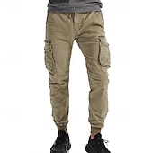 cheap Cargo Pants-Men&#039;s Cargo Pants Joggers Tactical Pants Trousers Elastic Waist Multi Pocket Elastic Cuff Plain Wearable Outdoor Daily Camping &amp; Hiking Fashion Classic Black Wine