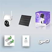 お買い得  屋外IPネットワークカメラ-ソーラーバッテリー駆動カード対応ワイヤレス CCTV セキュリティカメラ 防水 PIR モーション検知 パンチルト