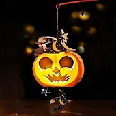 economico Luci di Halloween-decorazioni lanterna zucca di Halloween - luce notturna fai da te, oggetti di scena fatti a mano, lanterna portatile per bambini per giochi in costume, allestimento per atmosfera festosa