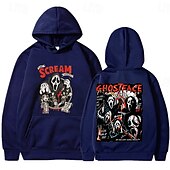 levne Halloweenská grafika-předvečer Všech svatých Výkřik Ghostface Kostlivec Kapuce Tisk Přední kapsa Grafika Pro Pro páry Pánské Dámské Dospělé předvečer Všech svatých Karneval Plesová maškaráda Horká ražba předvečer Všech