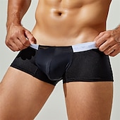 cheap Men&#039;s Boxers Underwear-Men&#039;s 1 PCS Boxers Underwear Boxer Shorts Patchwork Nylon Breathable Soft Comfortable Color Block Mid Rise Black White