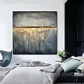 preiswerte Stillleben-Gemälde-großes handgemaltes 3D-Ölgemälde auf goldblauer Leinwand, handgefertigtes abstraktes Gemälde, handgefertigtes Wandkunstgemälde, leichtes Luxus-Ölgemälde für die Wanddekoration im Wohnzimmer und