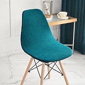 abordables Funda para silla de comedor-Fundas de concha para silla de comedor, funda curvada de licra sin brazos, funda de asiento lavable, fundas elásticas para taburete, decoración del hogar y la cocina
