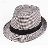 abordables Chapeau Fedora-Homme Chapeau du Kentucky Derby Chapeau de Soleil Chapeau à bord sauvage Haut-de-forme Noir Jaune Polyester Mode Occasionnel Rue Quotidien Pied-de-poule Respirant