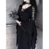 levne Šaty-Punk a gotika Šaty Čerodějnice Morticia Addamsová Pevná barva Dámské Fantazie Valpuržina noc předvečer Všech svatých Karneval Večírek Dospělé Šaty
