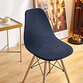 abordables Funda para silla de comedor-Fundas de concha para silla de comedor, funda curvada de licra sin brazos, funda de asiento lavable, fundas elásticas para taburete, decoración del hogar y la cocina