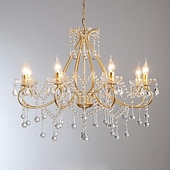 economico Lampadari-lampadario a led bianco caldo 6/8 luci 60cm/80cm lampadario di design unico in cristallo europeo di lusso francese retrò e12/e14 per camera da letto sala da pranzo 110-240v