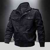 preiswerte Cargo-Jacken-Herren Einsatzjacke übergangsjacke Ausgehen Tasche Ganzjahres Einfach Klassisch Revers Regulär Schwarz Khaki Armeegrün Jacken