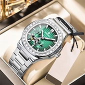 economico Orologi meccanici-Orologio meccanico BINBOND da uomo Orologio da polso automatico creativo di moda business con calendario luminoso impermeabile in acciaio e pelle