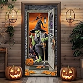 ieftine Coperți de ușă de Halloween-decorațiuni pentru uși de halloween huse de uși de halloween tapiserie încântătoare pentru uși de vrăjitoare decorațiuni pentru perdele de ușă banner de ușă de fundal pentru ușa din față petrecere de