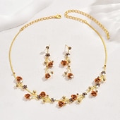 voordelige Sieradensets-Sieradenset 3 stuks Legering Oorbellen Kettingen Dames Elegant Vintage Modieus meetkundig Bloemvorm Geometrische vorm Sieraden set Voor Bruiloft Feest Vuosipäivä