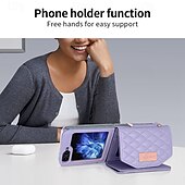 Недорогие Чехлы для Samsung-телефон Кейс для Назначение SSamsung Galaxy Z-флип 6 Z Flip 5 Z Flip 4 Z Flip 3 Кошелек для карт с ремешком Разъем для карты Защита от удара Ретро Настоящая кожа ТПУ