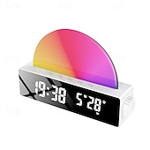 abordables Lumières intelligentes-Lumière LED intelligente réveil lumineux simulateur d&#039;aube lampe soleil de chevet lumière nocturne multicolore avec chargeur USB
