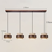voordelige Cilinderontwerp-led hanglamp warm wit 1/2/3/4-lichts postmodernisme creatief hout steen slaapkamer nachtkastje licht e27 restaurant tv achtergrond muur hanglamp armaturen 85-265v