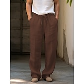 baratos Clássico-Homens Calças Calças de praia Com Cordão Perna reta Tecido Conforto Respirável Casual Diário Feriado Moda Estilo Clássico Verde Cáqui