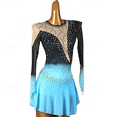 voordelige Schaatsjurken-Kunstschaatsjurk Dames Voor meisjes Schaatsen Jurken Waterblauw Rood Zwart / blauw Lapwerk Open achterkant Netstof Spandex Hoge Elasticiteit Opleiding Oefenen Professioneel Kunstschaatskleding