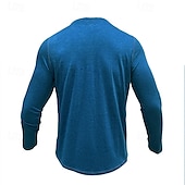 preiswerte Lässiges Henley-T-Shirt-Herren T-Shirt mit Knöpfen T Shirt Henley Hemd T-Shirt Langarm Henley Frühling &amp; Herbst Einfach Mode Designer Basic Urlaub Straße Ausgehen Meerblau Wein Blau Top T-Shirt für Herren
